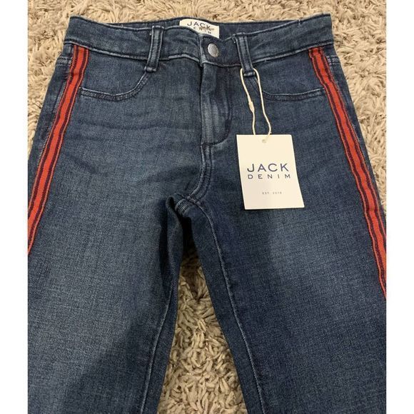 Jack Denim‎ By Janie And Jack Blue Jeans With Red Side Stripe Size 5 - Picture 2 of 7